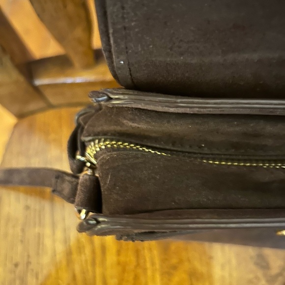 Spartina 449 Coffee Suede Saddle Crossbody Bag - Picture 11 of 15